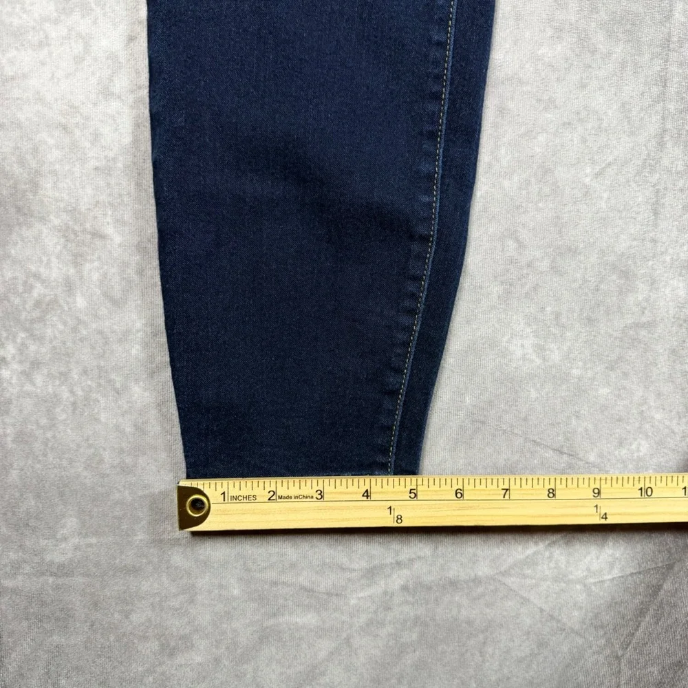 Michael Kors Izzy Skinny Jeans Women 4 Dark Wash Gold MK Logo Denim Blue Stretch